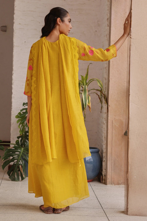 Canary Bloom Embroidered Anarkali