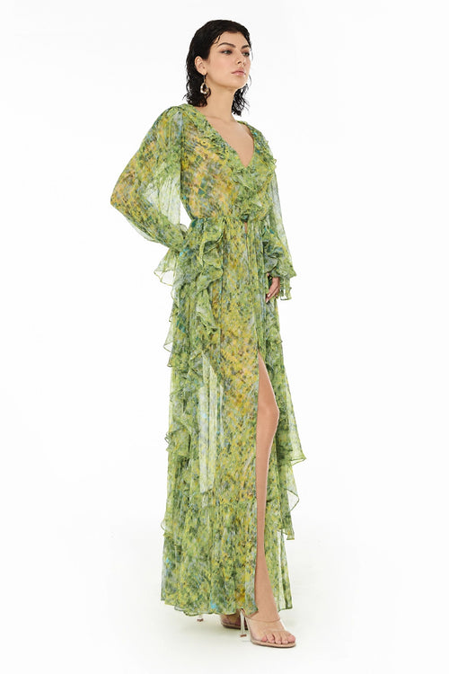 Asiza Ruffle Trim Long Beach Dress