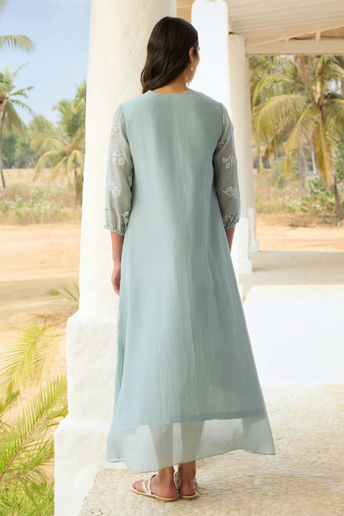 Sky Thread Embroidered Dress