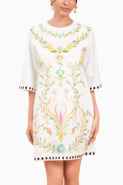 Camellia Embrodered Shirt Dress