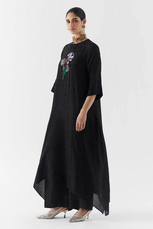 Black Rose Kurta And Pants Set