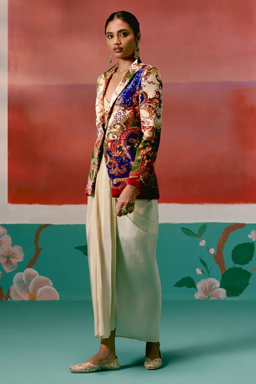 Paisley Blazer Dhoti Set