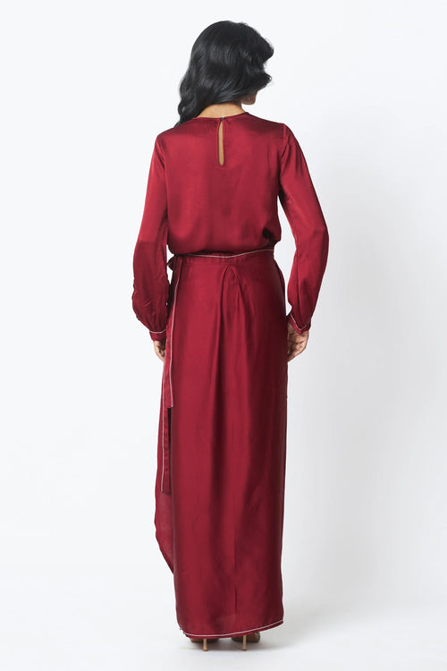 Cathy One Piece Blouson Drape Skirt