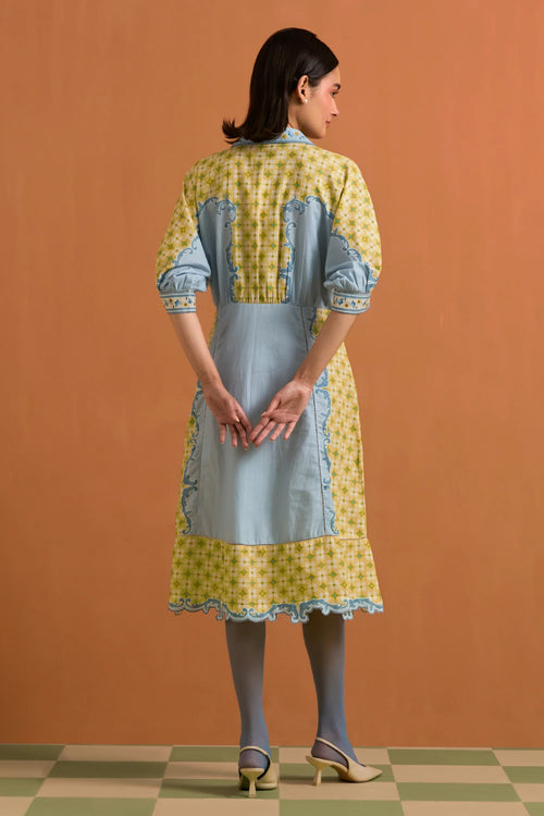 Sky Blue Verdant Kimono Dress