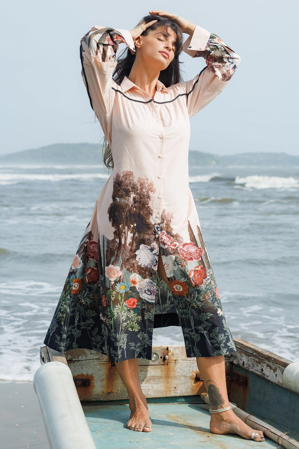 Peach Forest Crump Shirt Dress