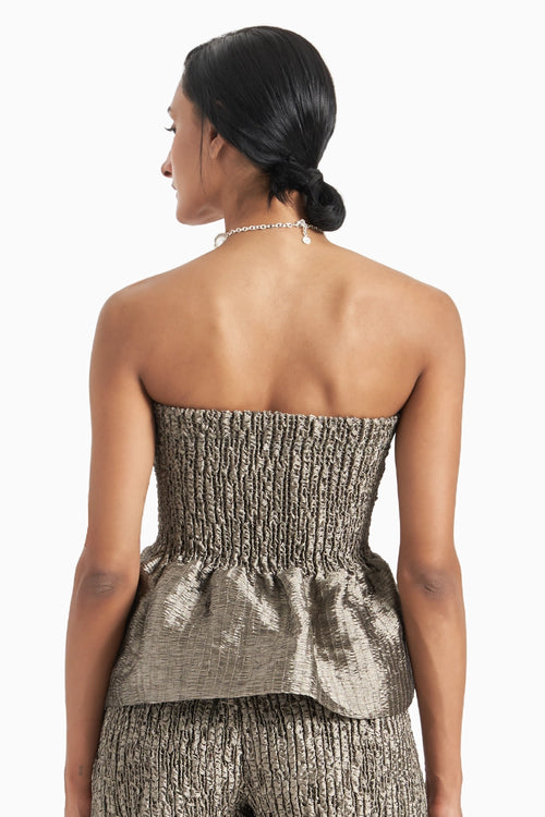 Silver Strapless Babydoll Top