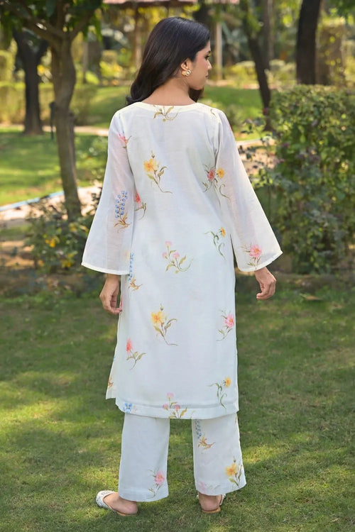White Cotton Chanderi Co-ord Set