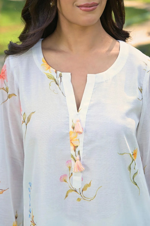 White Cotton Chanderi Co-ord Set