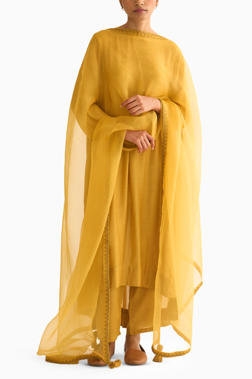 Avani Mustard Back Gather Kurta Set