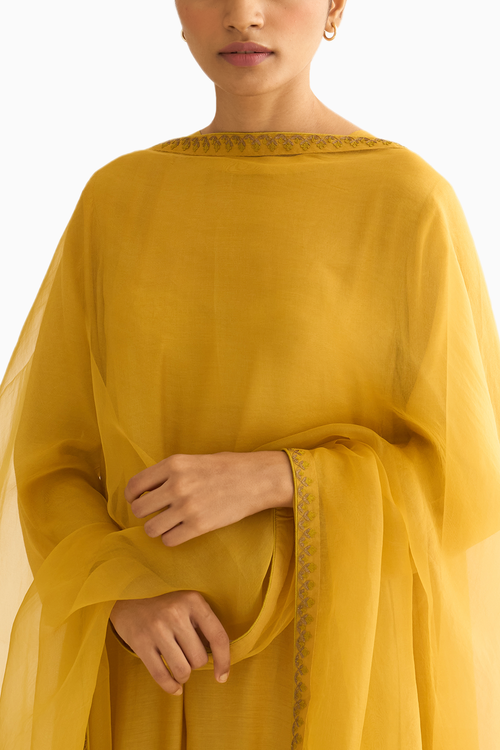 Avani Mustard Back Gather Kurta Set