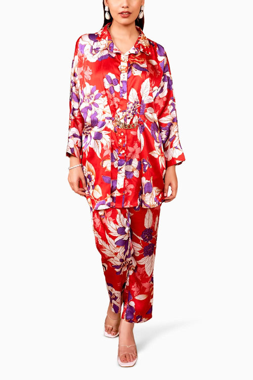 Sahiba Red Co-ord Set