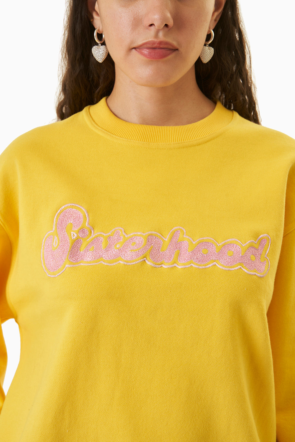 Yellow Sisterhood Embroidered Sweatshirt With Kullu Shorts
