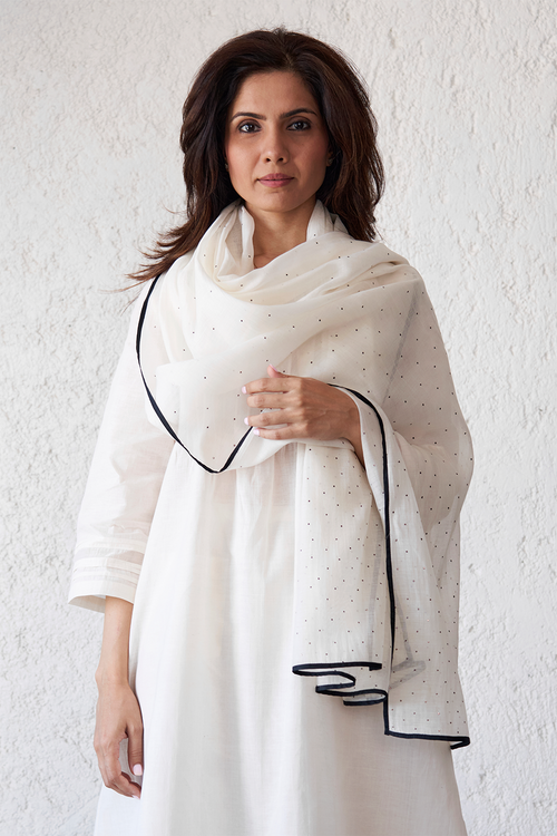 Sheer Sparkle Scarf Ecru