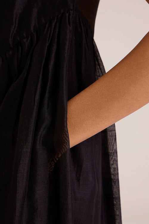 Vespera Black Handwoven Dress