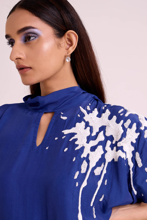 Ray Electric Blue Neck Scarf Kaftan
