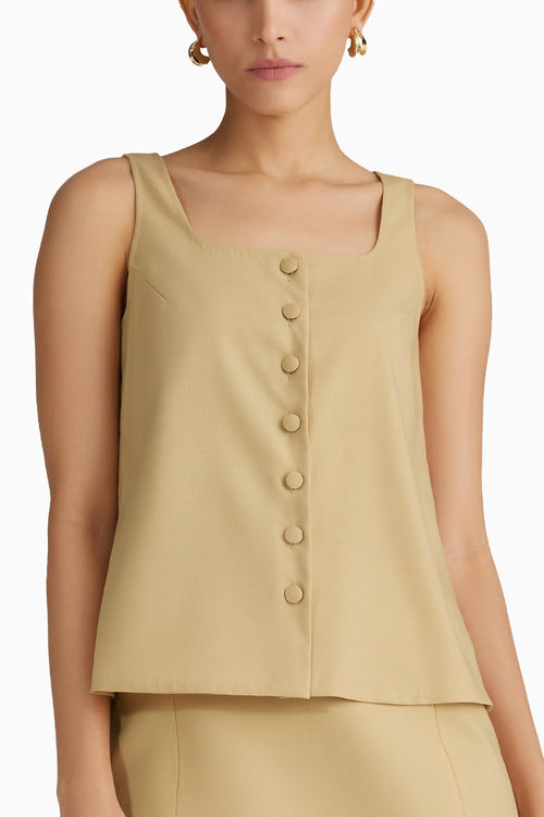 Sand Suiting Sleeveless Top