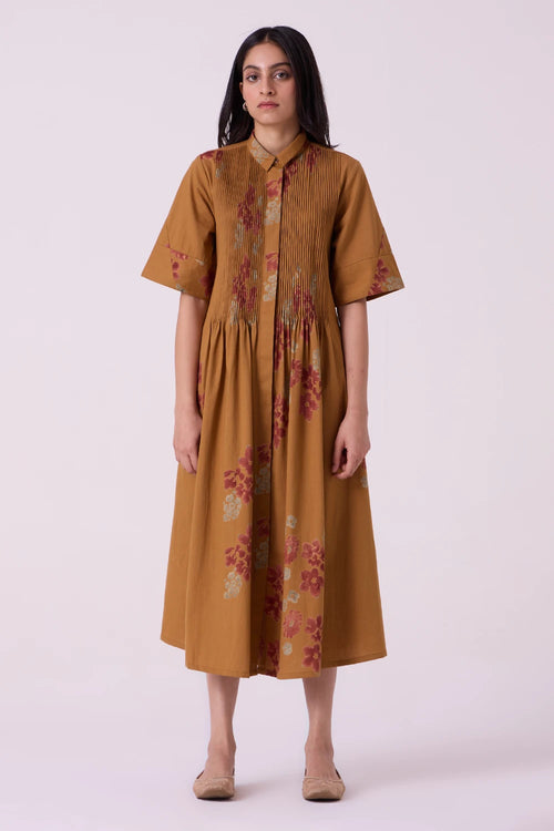 Minerva Floral Hand Printed Midi Dress