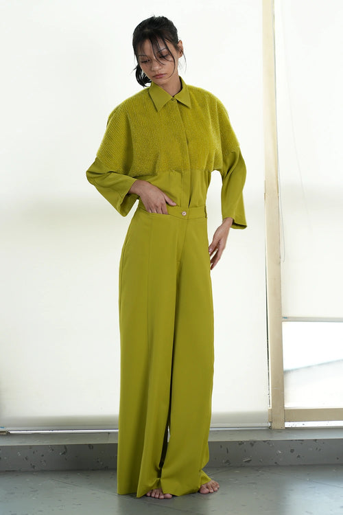 Lime Green Synci Shirt And Trousers Set