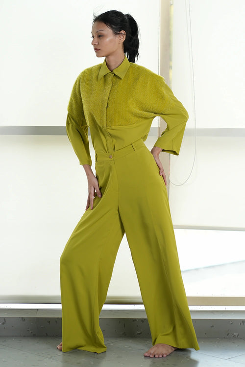 Lime Green Synci Shirt And Trousers Set
