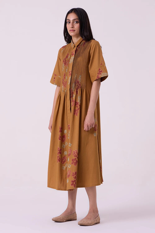 Minerva Floral Hand Printed Midi Dress