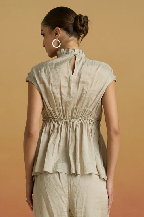 Silver Beaded Smocked Amaryllis Top