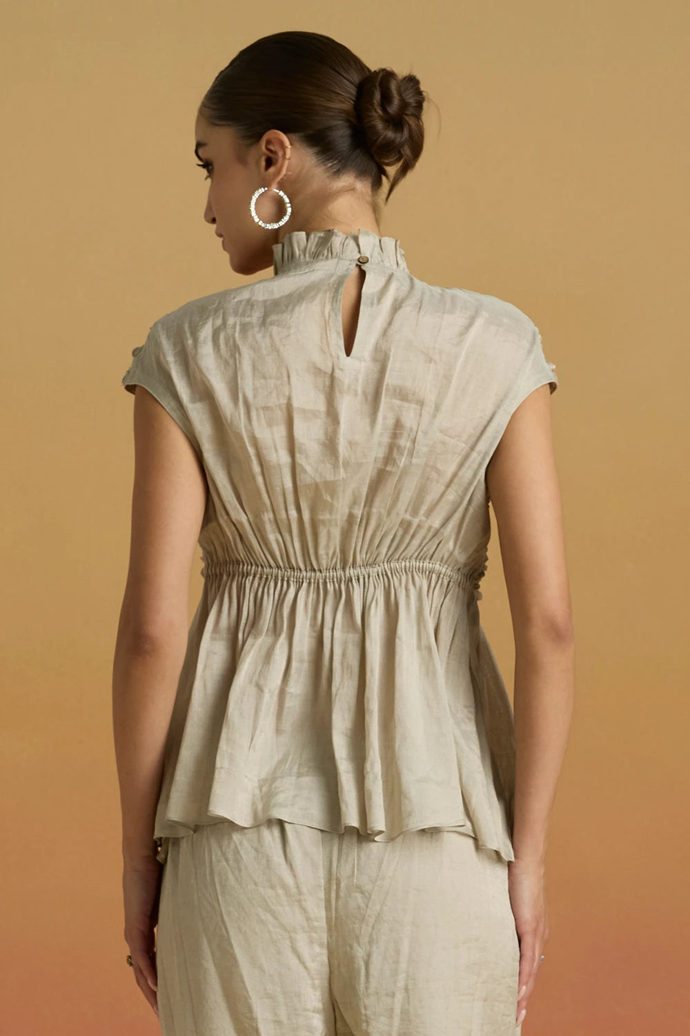 Silver Beaded Smocked Amaryllis Top