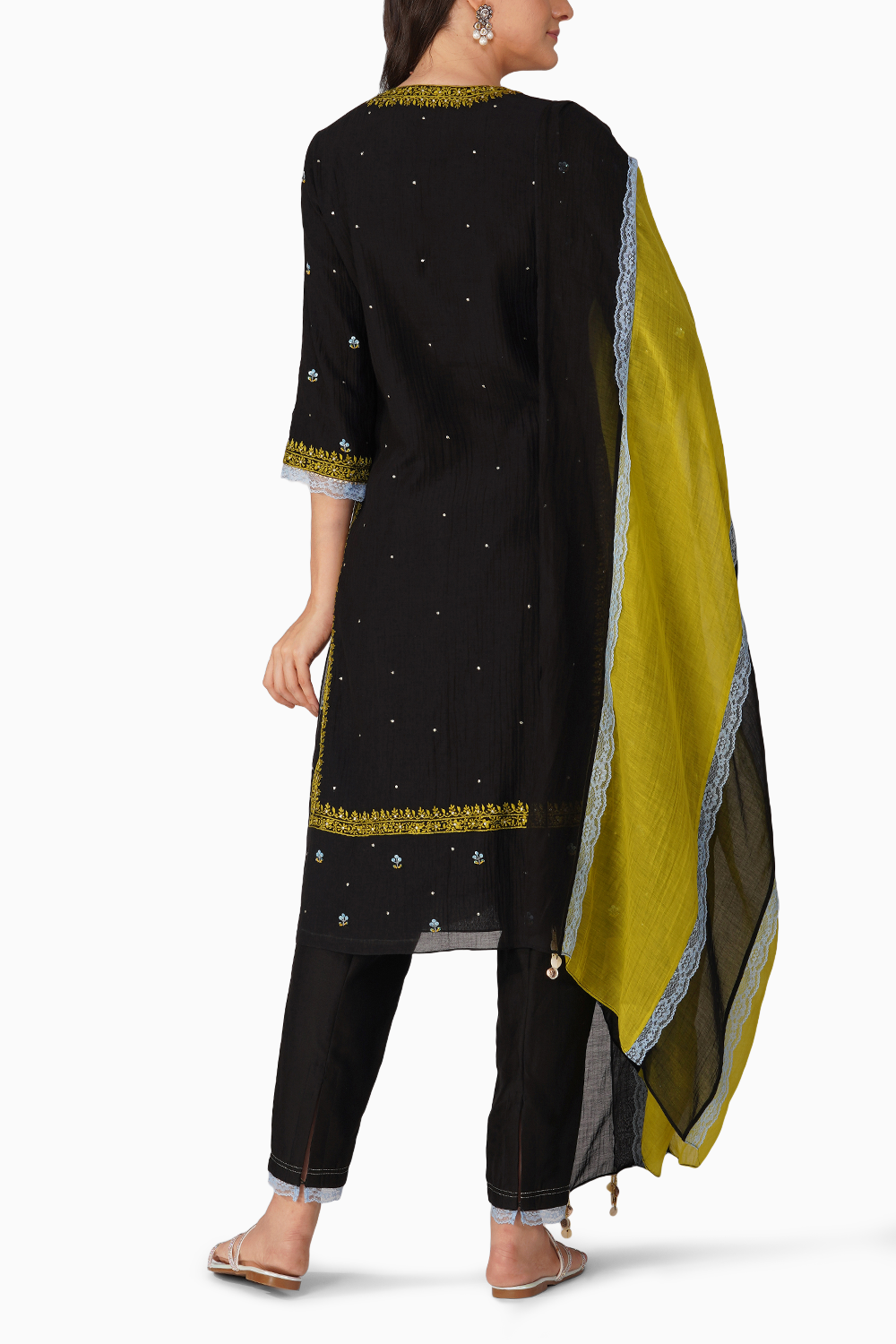 Cosmic Flower Black Kurta Set