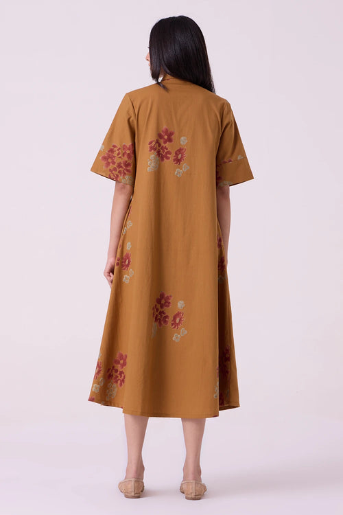 Minerva Floral Hand Printed Midi Dress