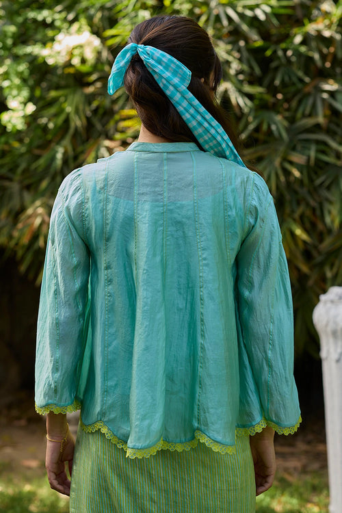 Drifting Clouds Blue Embroidered Blouse
