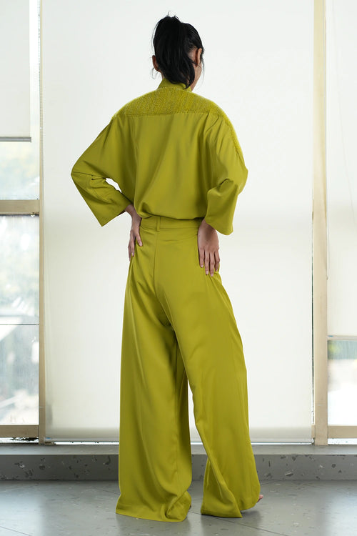 Lime Green Synci Shirt And Trousers Set