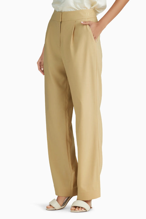 Sand Suiting Pleated Trouser