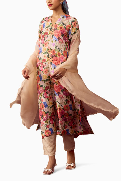 Euphoric Blossom Beige Kurta Set