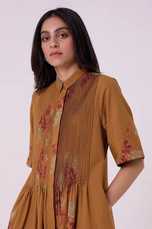 Minerva Floral Hand Printed Midi Dress