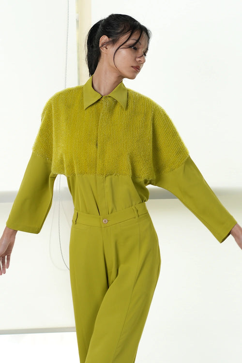 Lime Green Synci Shirt And Trousers Set
