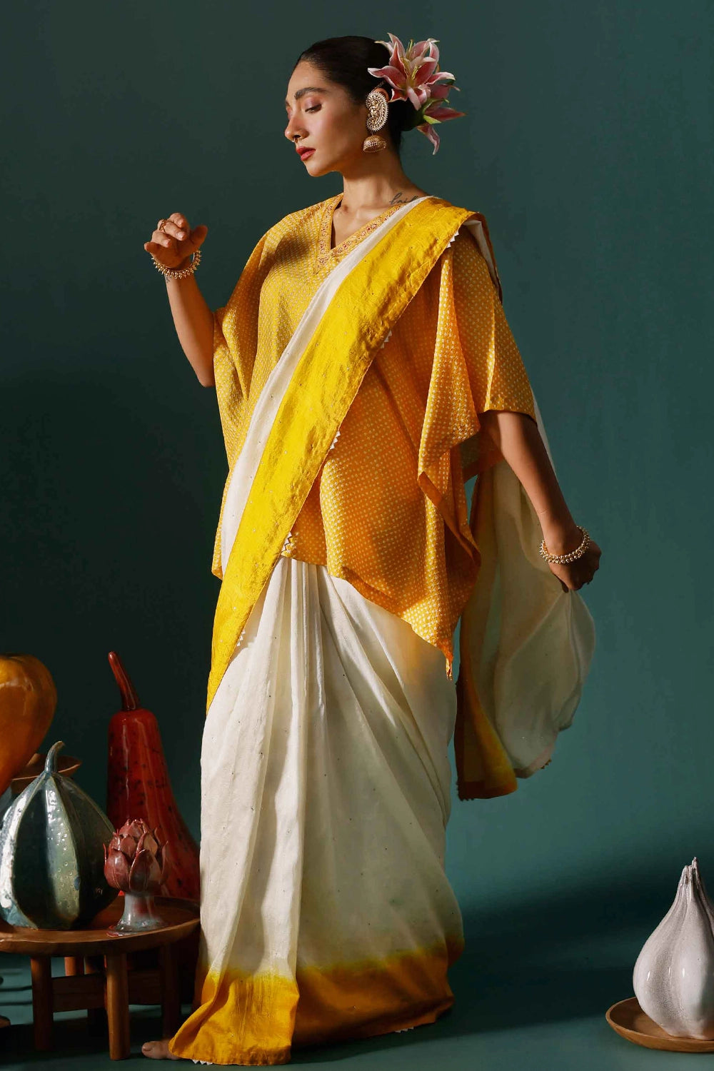 Yellow White Haze Saree