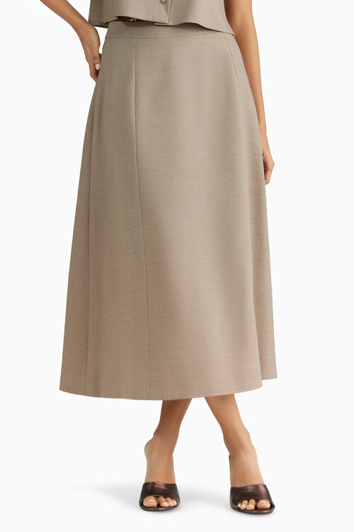 Tobacco Suiting Midi Skirt