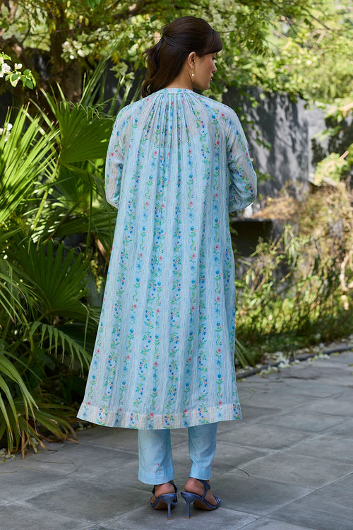 Hidden Orchard Blue Kurta Set