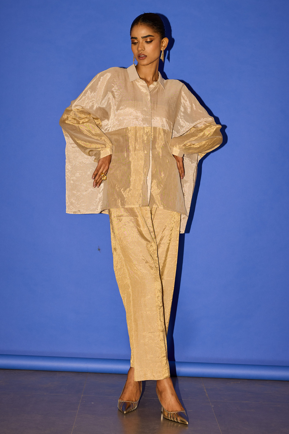 Gold Patchwork Oversized Shirt and Pants