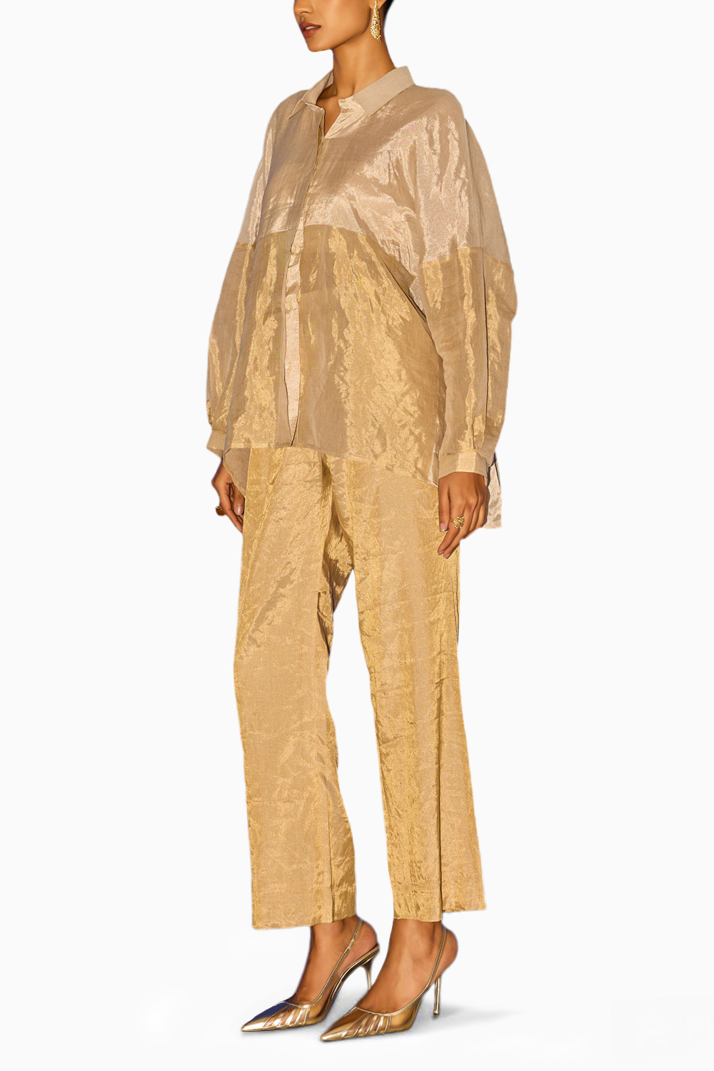 Gold Patchwork Oversized Shirt and Pants