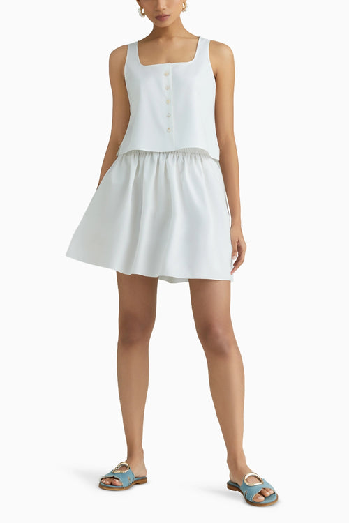 White Cotton Mini Skirt