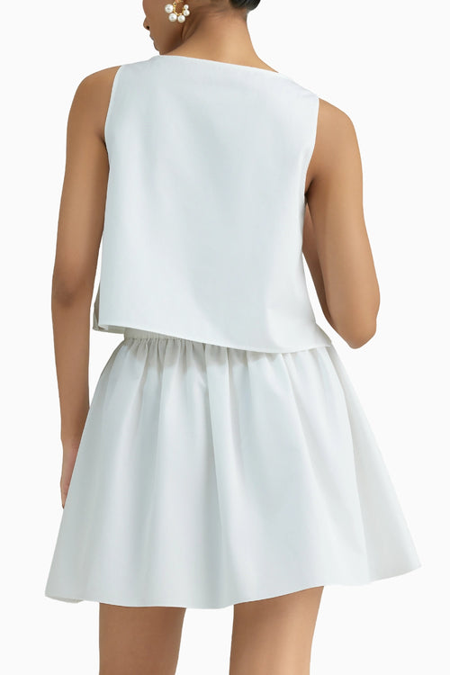 White Cotton Mini Skirt