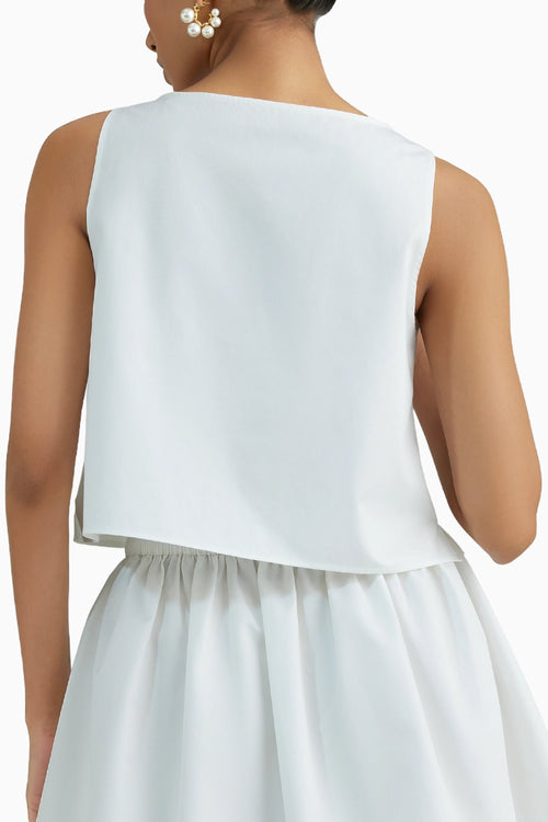 White Cropped Sleeveless Top