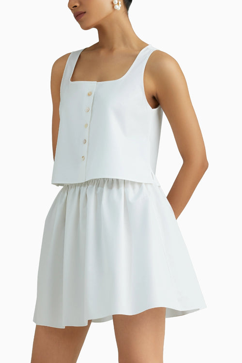 White Cotton Mini Skirt