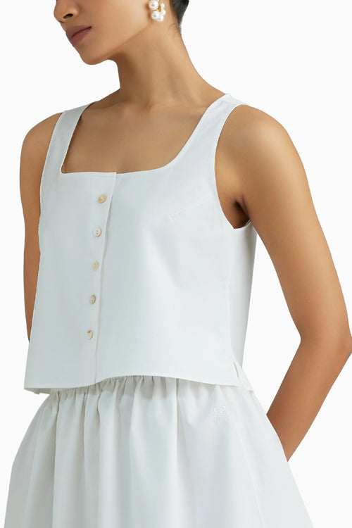 White Cropped Sleeveless Top
