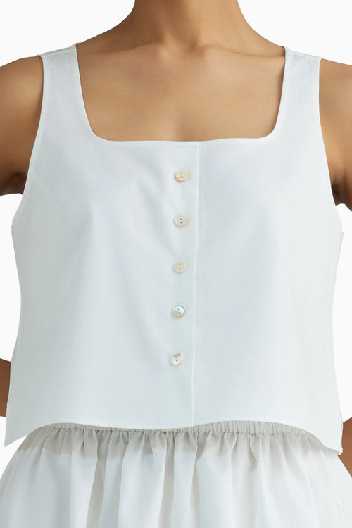 White Cropped Sleeveless Top