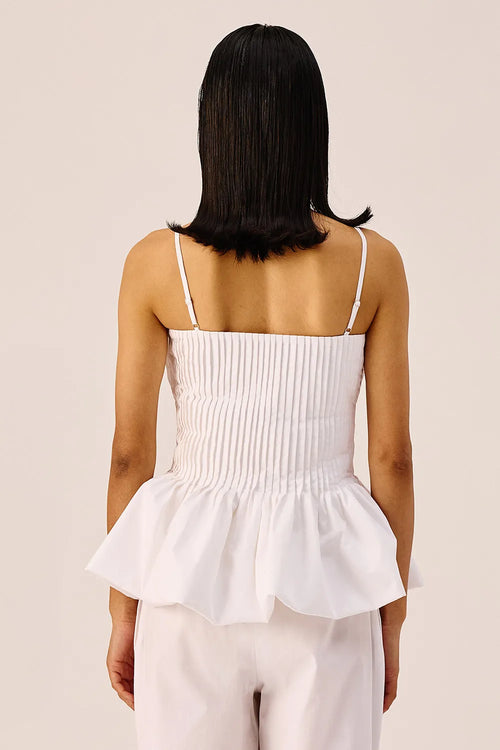White Peplum Cotton Bustier Top