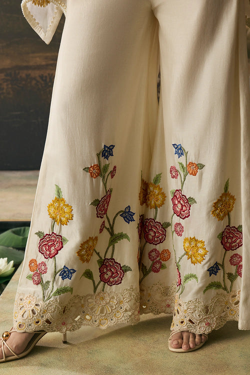 Ivory Floral Bloom Sharara