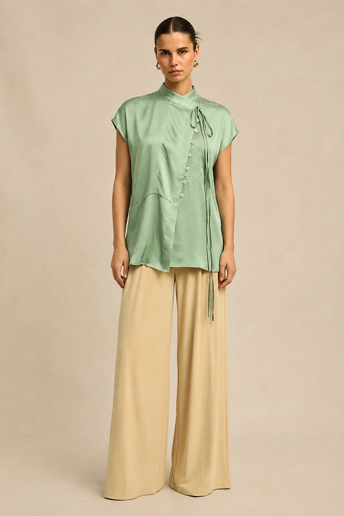Ash Green Crew Neck Blouse