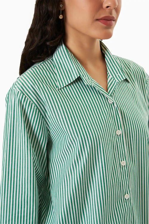 Green-White Stripe Knot & Go Shirt