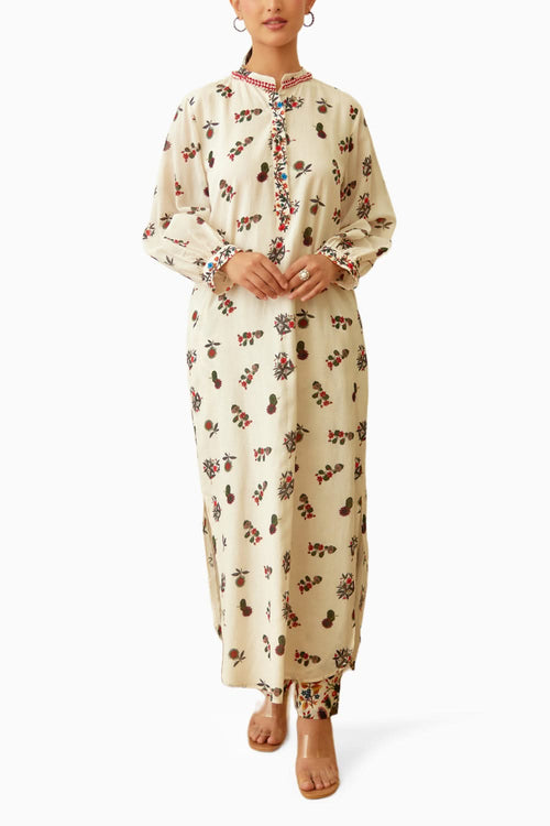 Ivory Kohinoor Buta Print Co-ord Set